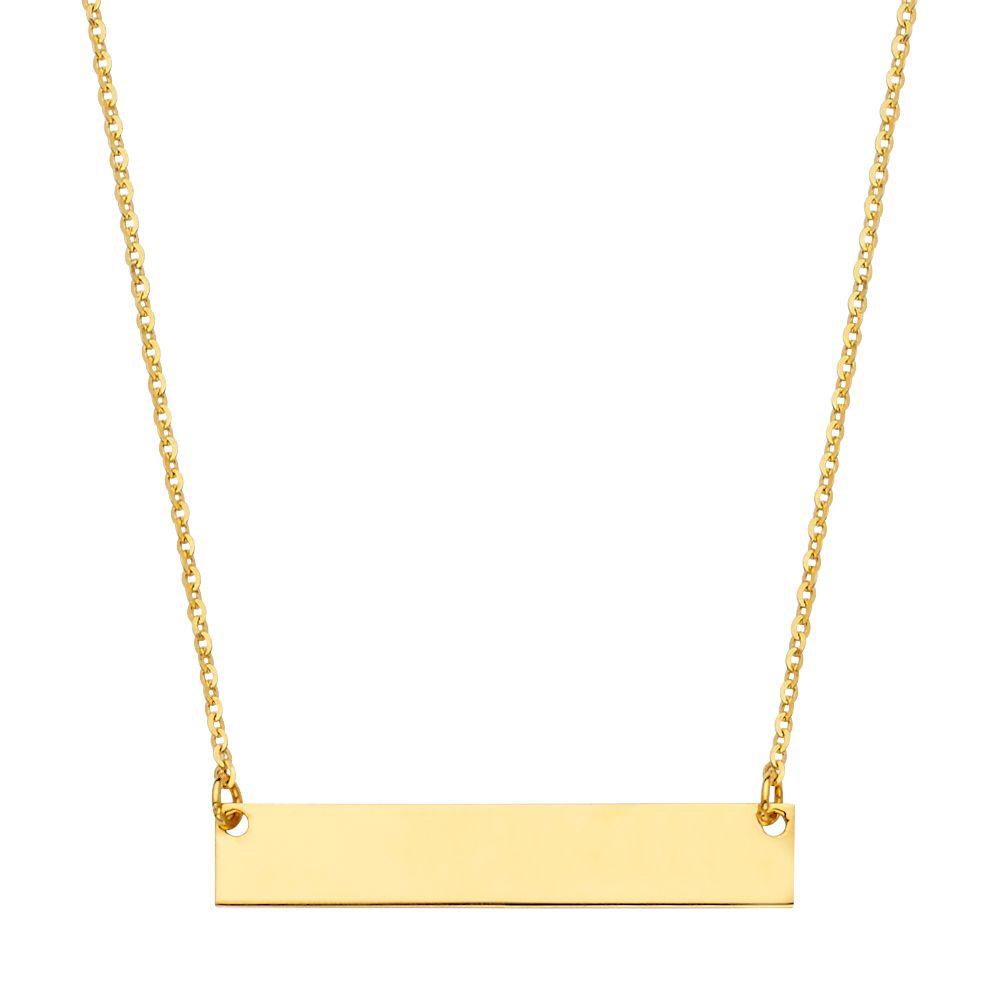 14K Yellow Plain ID Spring Type Clasp Chain Necklace