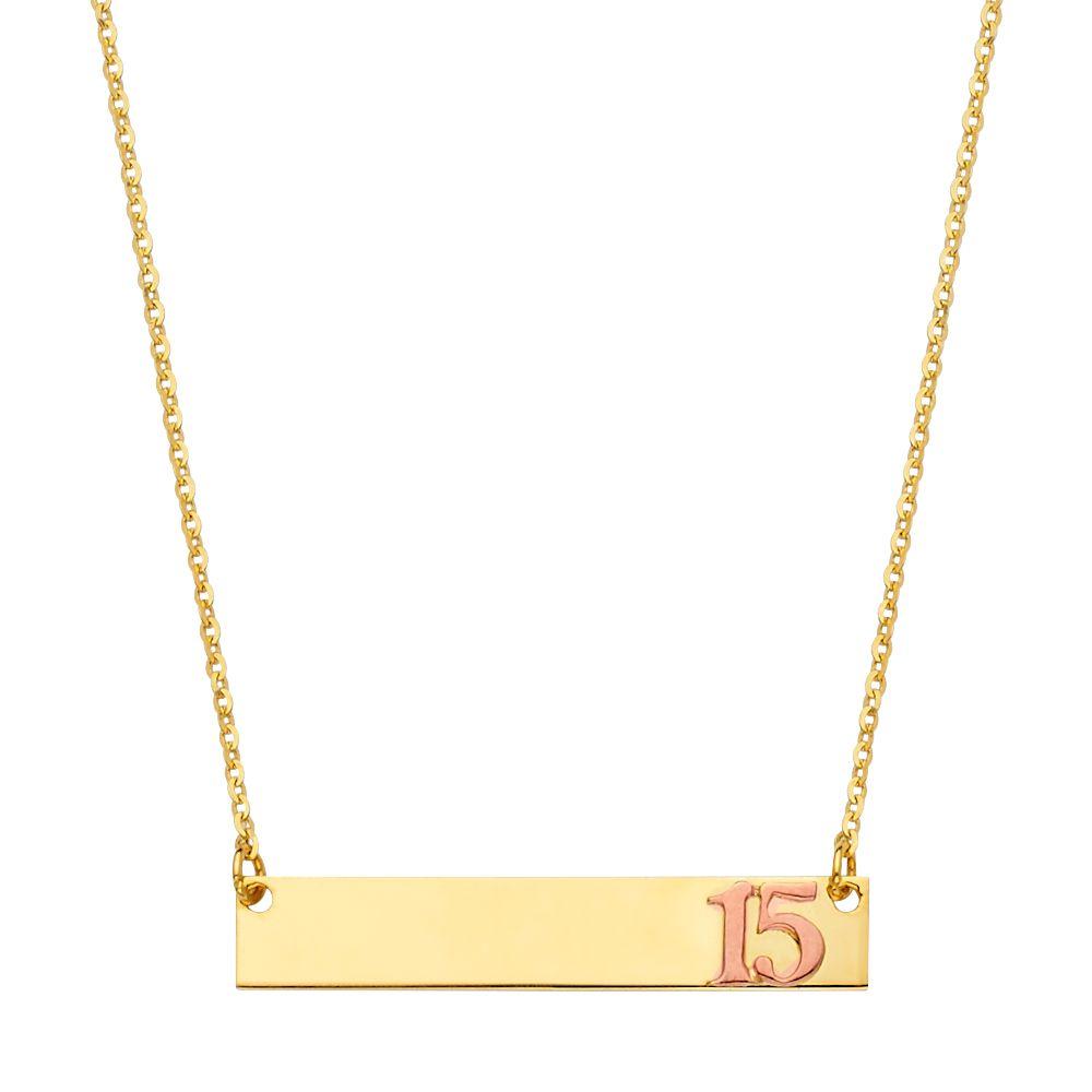 14K Yellow ID With 15 Years Chain Necklace