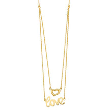 Load image into Gallery viewer, 14K Yellow Two Lines Chain With Heart and Love Necklace