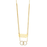 14K Yellow Two Lines Chain With CZ Eternity Necklace