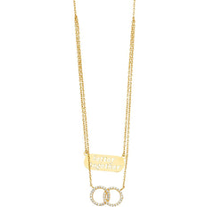14K Yellow Two Lines Chain With CZ Eternity Necklace