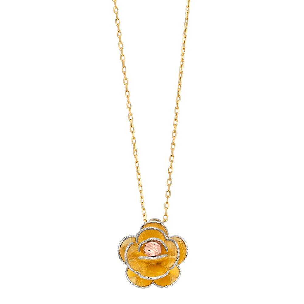 14K Yellow Flower Light Chain Necklace