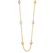 Load image into Gallery viewer, 14K Tricolor Light Chain Necklace with Heart