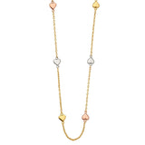 14K Tricolor Light Chain Necklace with Heart