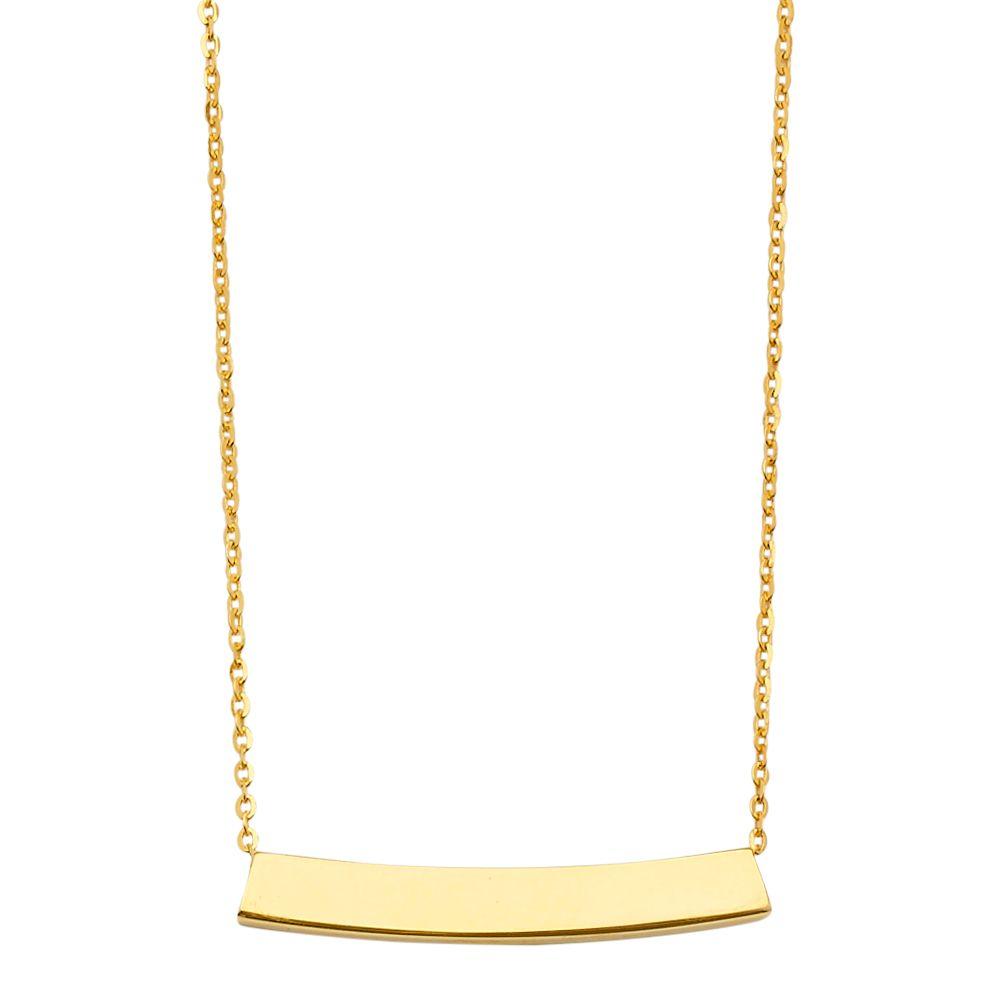 14K Yellow Moving ID Bar Light Chain Necklace