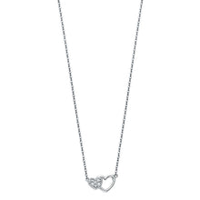 Load image into Gallery viewer, 14K White Double CZ Hearts Necklace