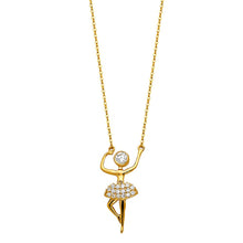 Load image into Gallery viewer, 14K Yellow CZ Ballerina Necklace