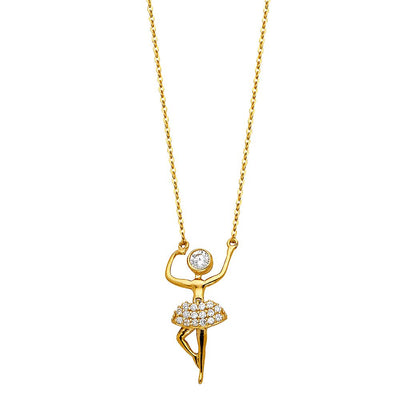 14K Yellow CZ Ballerina Necklace