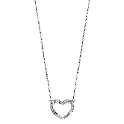 14K White Pave CZ Open Necklace