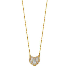 14K Yellow Micro Pave CZ Puff Necklace