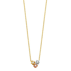 14K Tricolor CZ Triple Necklace