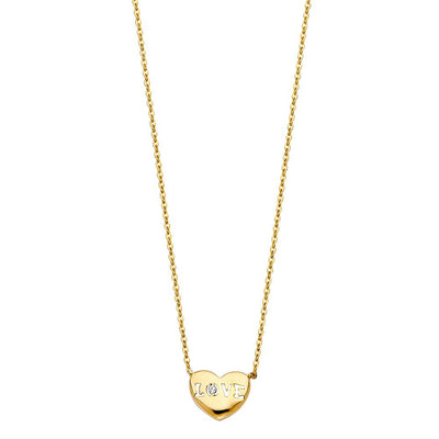14K Yellow CZ Love Necklace