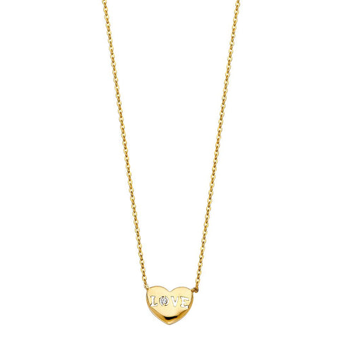14K Yellow CZ Love Necklace