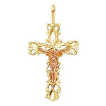 Load image into Gallery viewer, 14K Gold Two Tone 17mm Crucifix Religious Pendant - silverdepot