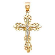 Load image into Gallery viewer, 14K Gold Two Tone 20mm Crucifix Religious Pendant - silverdepot