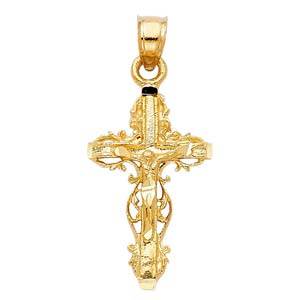 14K Yellow Gold 25mm Crucifix Religious Pendant