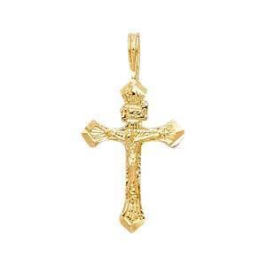 14K Gold 11mm Crucifix Religious Pendant - silverdepot
