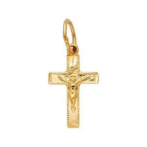 14K Yellow Gold 9mm Crucifix Religious Pendant