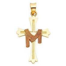 Load image into Gallery viewer, 14K Gold 17mm Two Tone Cross Religious Pendant - silverdepot