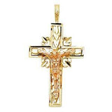 14K Gold 15mm Two Tone Religious Crucifix Pendant