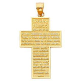 14K Yellow Gold 26mm Padre Nuestro Religious Cross Pendant
