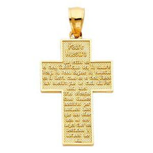 Load image into Gallery viewer, 14K Yellow Gold 20mm Padre Nuestro Religious Cross Pendant
