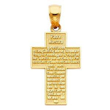 Load image into Gallery viewer, 14K Yellow Gold 15mm Padre Nuestro Religious Cross Pendant