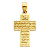 14K Yellow Gold 15mm Padre Nuestro Religious Cross Pendant