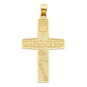 14K Yellow Gold 29mm Religious Cross Pendant