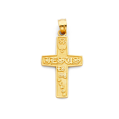 14K Yellow Gold Cross Religious Pendant