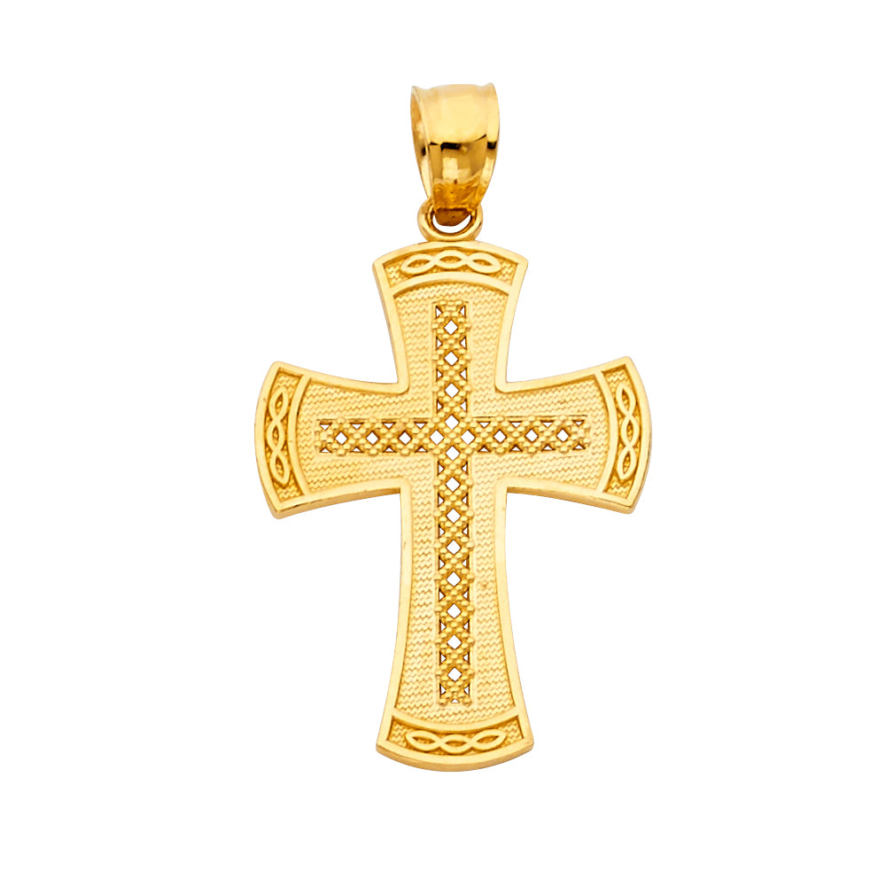 14K Yellow Gold Cross Religious Pendant