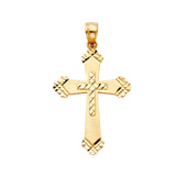 14K Yellow Gold Cross Religious Pendant