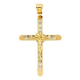 14k Yellow Gold 33mm CZ Cross Religious Crucifix Pendant