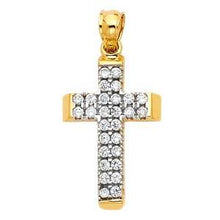 Load image into Gallery viewer, 14k Yellow Gold 13mm CZ Cross Religious Crucifix Pendant