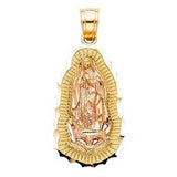 14k Two Tone Gold 9mm Religious Guadalupe Pendant