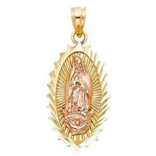 Load image into Gallery viewer, 14k Two Tone Gold 15mm Religious Guadalupe Pendant