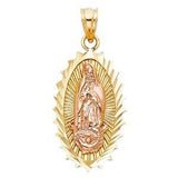 14k Two Tone Gold 15mm Religious Guadalupe Pendant
