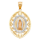 14K Tricolor OUR LADY OF GUADALUPE PENDANT