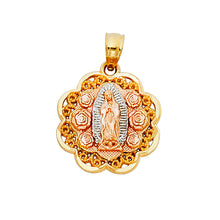 Load image into Gallery viewer, 14K Tricolor OUR LADY OF GUADALUPE PENDANT