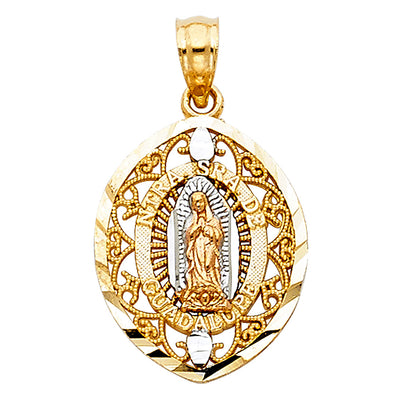 14K Tricolor OUR LADY OF GUADALUPE PENDANT
