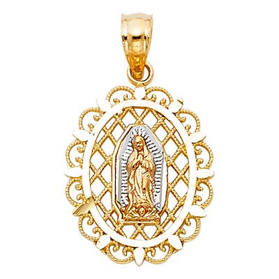 14K Tricolor OUR LADY OF GUADALUPE PENDANT