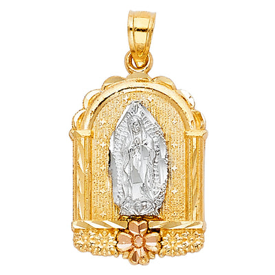 14K Tricolor OUR LADY OF GUADALUPE PENDANT