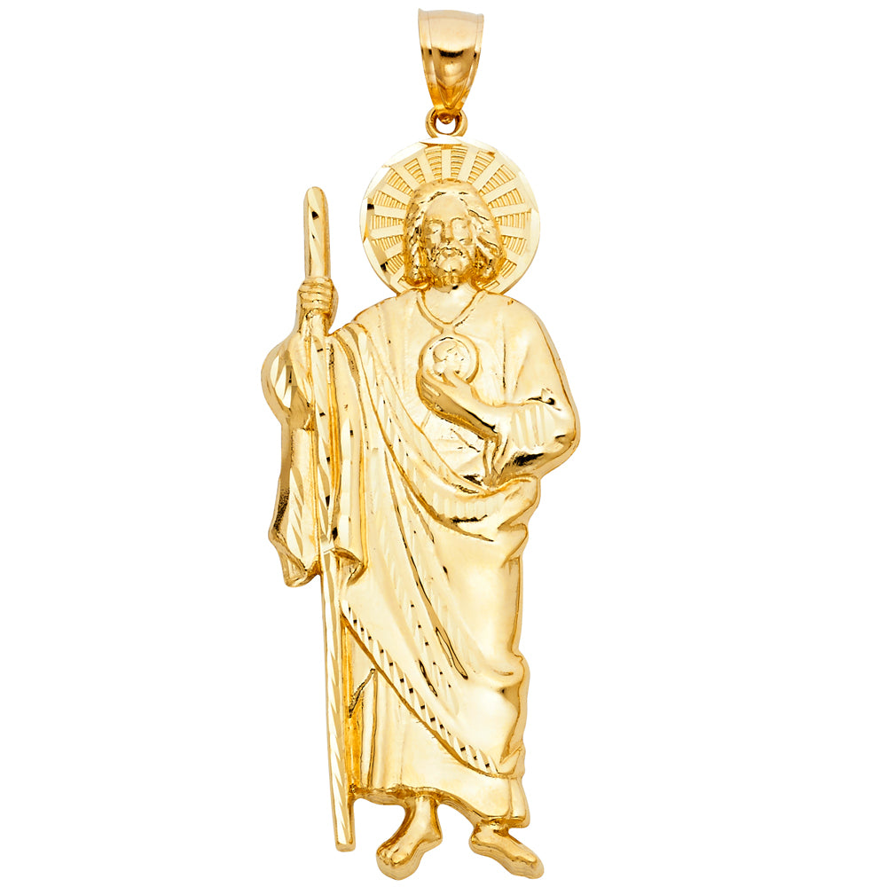 14K Yellow Gold Jesus Religious Pendant