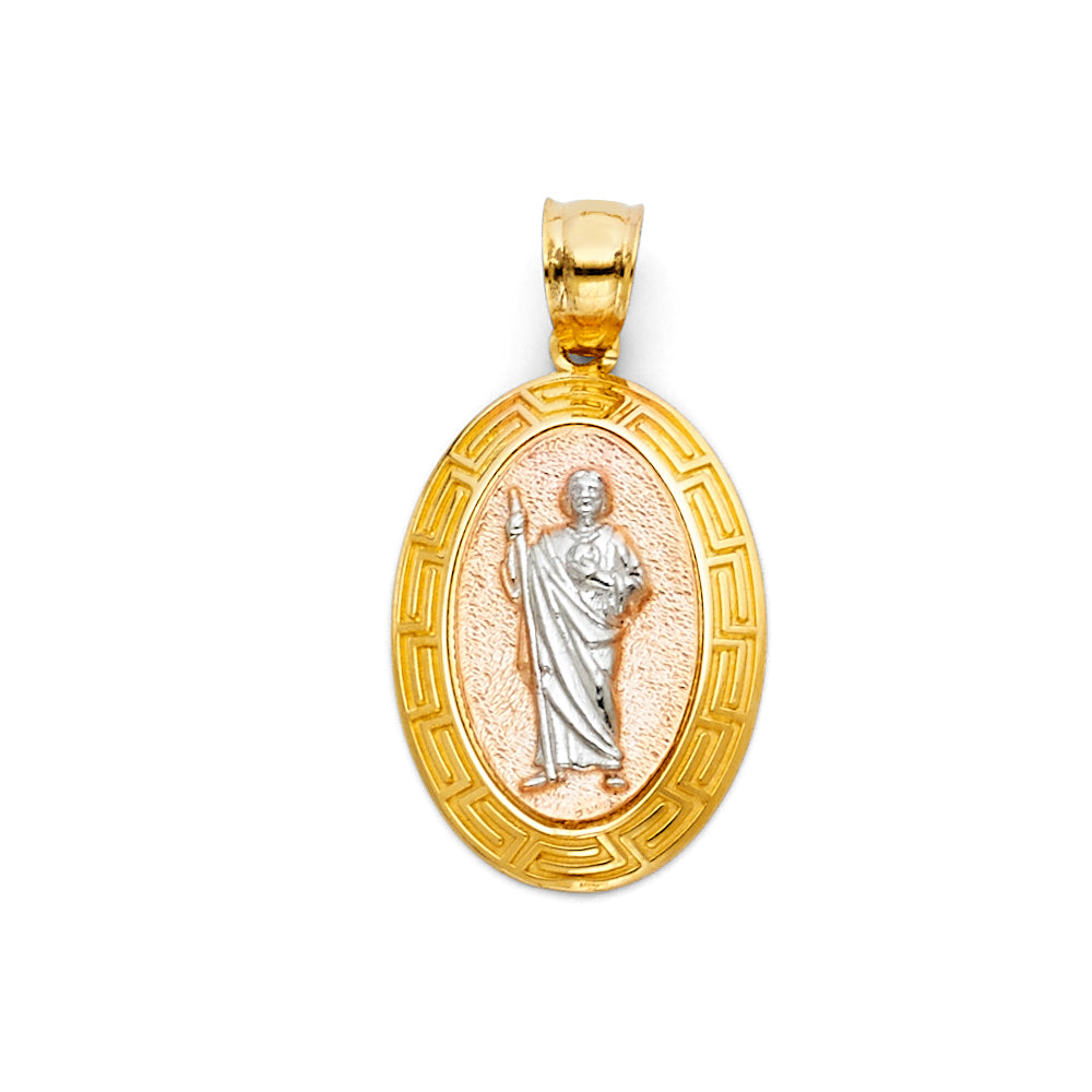 14k Two Tone Gold Madre Religious Pendant