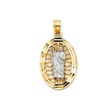 14k Tri Color Gold Madre Religious Pendant