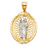 14k Two Tone Gold Madre Religious Pendant