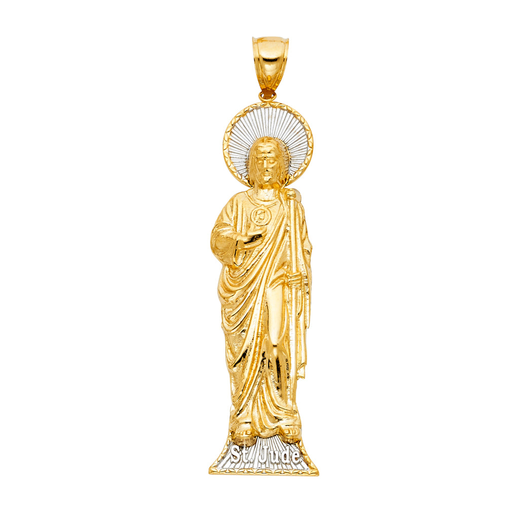 14k Two Tone Gold Jesus Religious Pendant