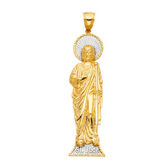 14k Two Tone Gold Jesus Religious Pendant