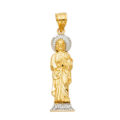 14k Two Tone Gold Jesus Religious Pendant