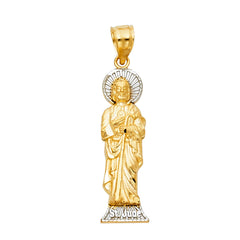 14k Two Tone Gold Jesus Religious Pendant